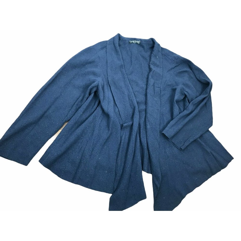 Eileen Fisher Sweater Open Cardigan Blue Large
